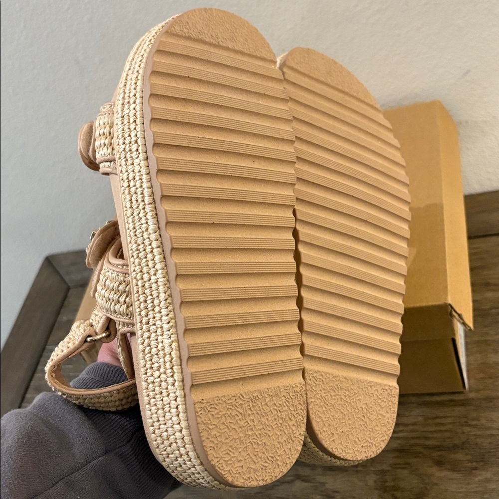 NIB [Steve Madden] Bigmona Natural Raffia Textured Platform Sandal Women’s 7 - Picture 11 of 13